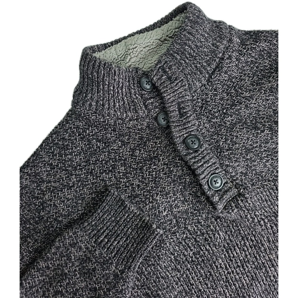 G.H. Bass & Co Men's Shawl Collar Pullover Sweater Gray Speckled Knit Size Large